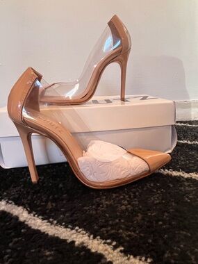 SCHUTZ Nude Patent & Clear Pointed-Toe Stiletto Heels